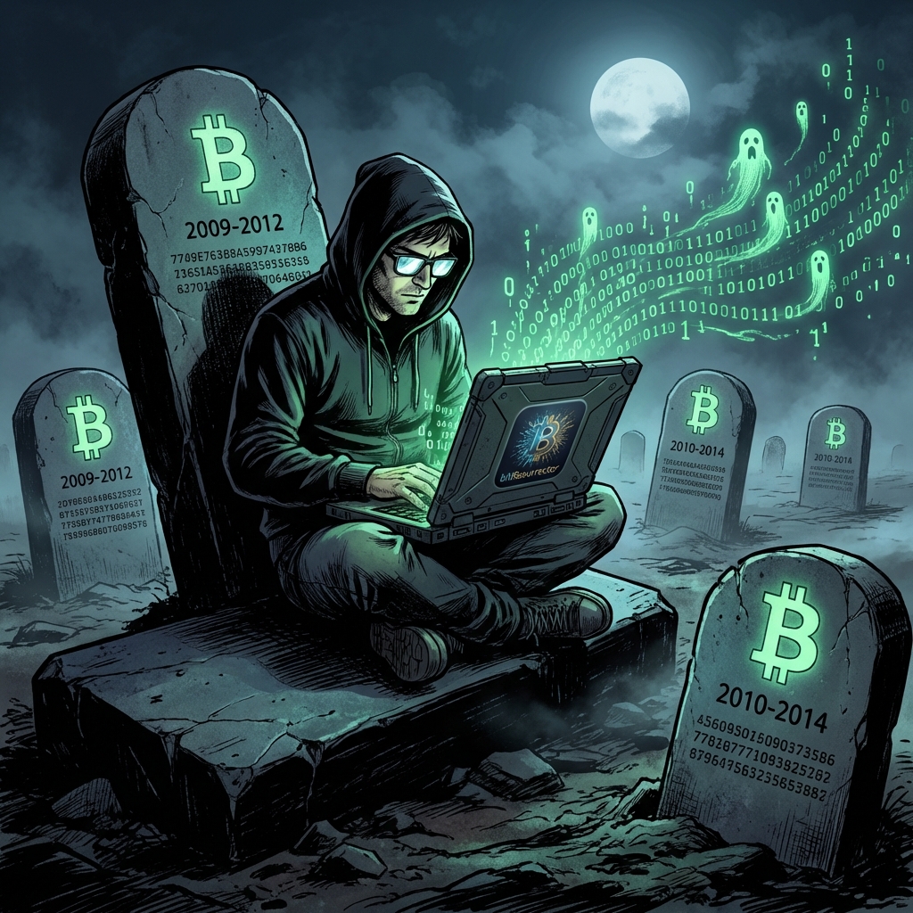 Аутентичное изображение цифрового кладбища потерянных биткоин-адресов